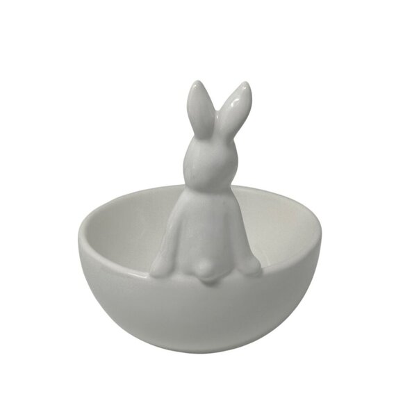 Mud Pie Blessed White Ceramic Bunny Bowl Easter Farmhouse Candy Trinket Dish - Picture 6 of 11